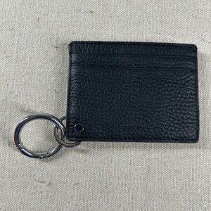 All Saints Black Leather Wallet With Mirror Key Ring Sleek Minimalist